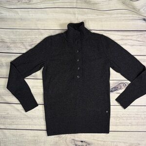 Women’s Eddie Bauer Tall Medium Charcoal Sweater button up mock neck